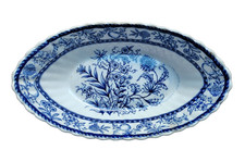 Antique Copeland Spode Oval Blue and White Serving Dish - c.1880