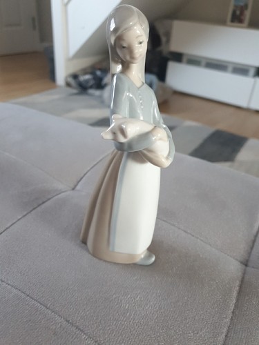 Lladro girl with - girl, pig