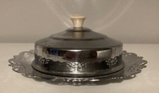 Vintage Art Deco Chrome Butter Dish With A Glass Liner 