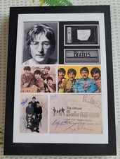 'THE BEATLES'RARE COLLAGE FULLY SIGNED A6 FRAMED LIMITED EDITION PHOTO FREEP £7 