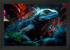 Iguana with flowers Framed
