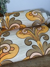 Vintage 1960s 70s Retro Flower Power Orange Curtains x 6 Caravans Retro Styling