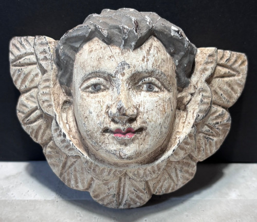 Vintage carved wood polychrome - vintage,