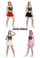 Womens Flared Mini Skirt Stretchy High Waist Girls Sports Plain Short Rara Skirt
