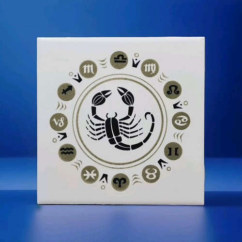 Vintage zodiac decorated tile - decorated,