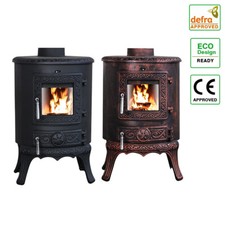 5KW Woodburning Stove Cast Iron Heating Fireplace Log Burner Eco Defra Design