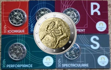 France 2 Euro BU (x5) Coin Card Set 2024 - Hercules - Olympic Games Paris 2024