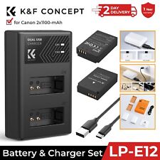 K&F Concept LP-E12 Batteries and Charger Set 1100mAh for Canon EOS M Cameras