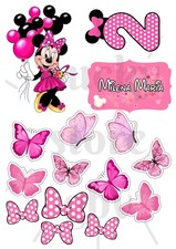 MINNIE MOUSE Personalised edible Cake decoration Bundle toppers  Icing-A4 Sheet
