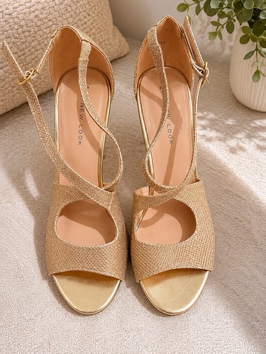 New look gold glitter heels - new,