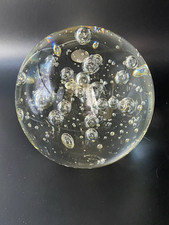 Vintage Large Art Glass Bubbles Paperweight
