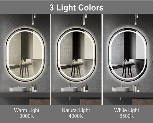 Oval bathroom led mirror wall - oval, mirror,