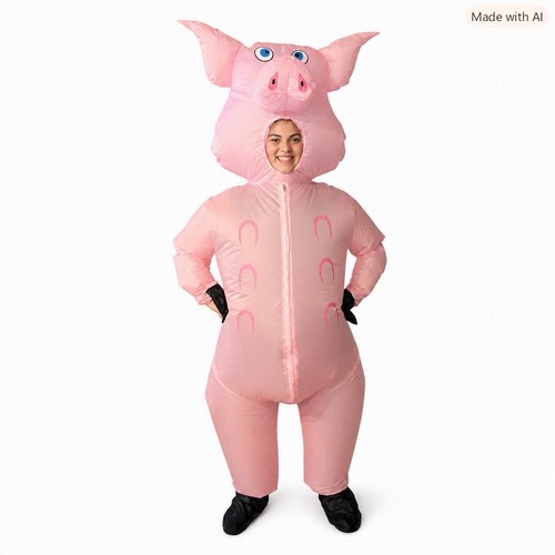 Pink inflatable pig - pink, w/
