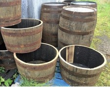 Half Whisky Barrel Planter Oak