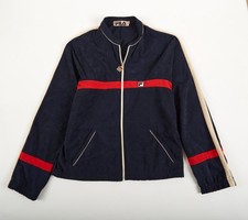 VTG 80s Fila Bjorn Borg Style Tennis Track Jacket Size 38 Velour Navy Red ITALY