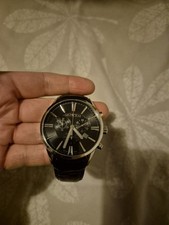 Roamer Superior Black Leather Chronograph Watch