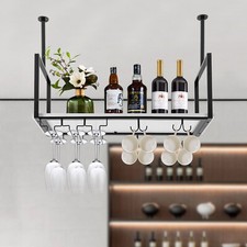 Metal Wine Rack Hanging Stemware Goblet Stand Ceiling Wine Glass Display Holder