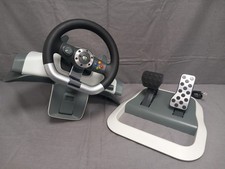 Microsoft Xbox 360 Racing Steering Wheel with Foot Pedals & Clamp Battery Power