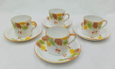4x Sampson Smith Wetley Bone China Coffee Cups & Saucers