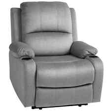 Microfibre Manual Reclining Armchair, with Footrest - Grey
