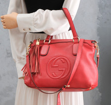 Gucci SOHO Tote Hand Shoulder Bag 2way Leather Red Authentic