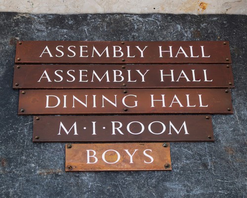 1930s brass enamel school - brass, &