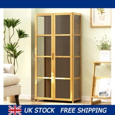 4-Tier Bamboo Curio Display Cabinet Bookshelf Storage Shelves Collection Cabinet