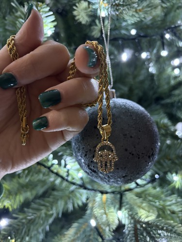 18k gold plated hamsa hand - 18k,