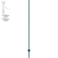 Uimoso 7 ft U-Channel Metal Fence Posts, Heavy Duty, Green, Set of 10