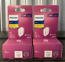 2 - 2PK Philips 7W Wedge Base Capsule 1.2W LED Bright White 120 LUMENS (4 Total)
