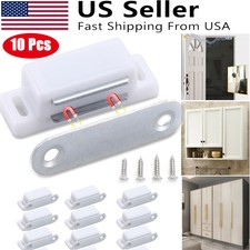 10X Magnetic Cabinet Door Latch Closures Kitchen Cabinet Cupboard Catch White US