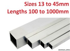 ALUMINIUM SQUARE BOX SECTION TUBE 13mm, 16mm, 19mm, 25mm, 29mm, 32mm, 38mm, 45mm
