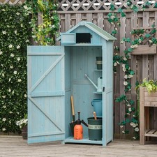 Garden Storage Shed 3 Shelves Tool House w/ Asphalt Roof 77 x 54 x 179 cm, Blue