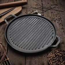 Non Stick Cast Iron Frying Griddle Pan Skillet Cooking Plate Hob Stove BBQ Grill
