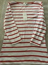 M&S The Slim Breton Top Red Size 10
