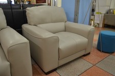 Italian Leather Arm Chair MARCOS by Italia Living Pale Grey Leather Genuine Sale