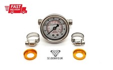 ASSEMBLED Inline Fuel OIL Pressure Gauge Kit for 8mm Hose 0-11 Bar 0-160 Psi