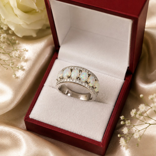 White opal zirconia - white, band