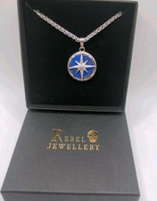 Blue compass mens necklace