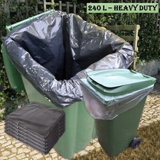 240L Bin Bags Black Heavy Duty Wheelie Refuse Sacks Strong Liners Rubbish Bags
