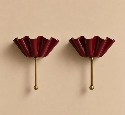 Vintage brass burgundy ruffle - vintage,