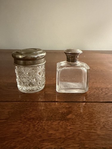 Vintage glass vanity jar - glass,