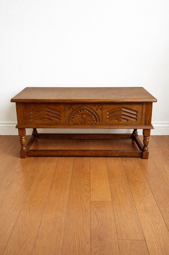 Vintage hand carved oak - oak, side