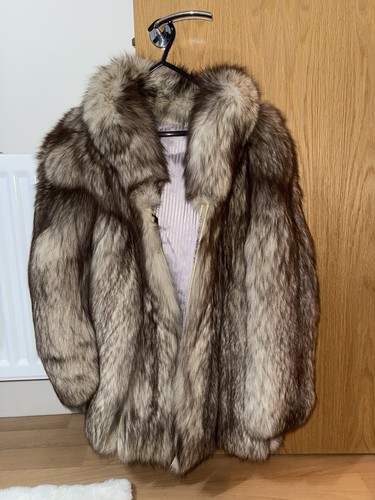 Silver fox fur coat vintage - fox,