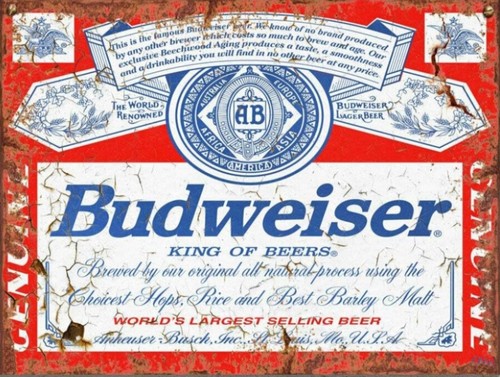 Budweiser metal tin wall - metal,