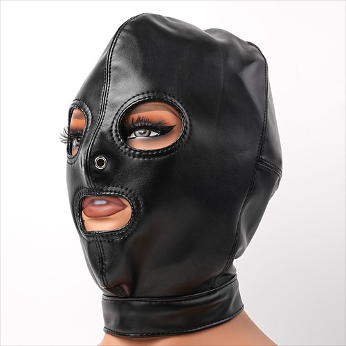 Leather bondage hood face - pu,