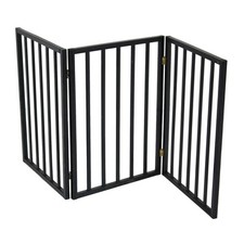 NEW! Black Dog Safety Folding Wooden Pet Gate Portable Indoor Barrier