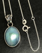 Blue mabe pearl pendant