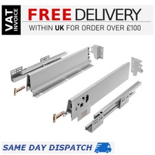 Soft Close Kitchen Drawer Box Sides / Drawer Runners (all sizes) Grey or White