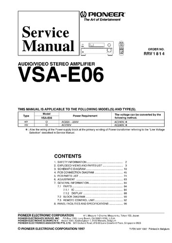Service manual for - , pioneer